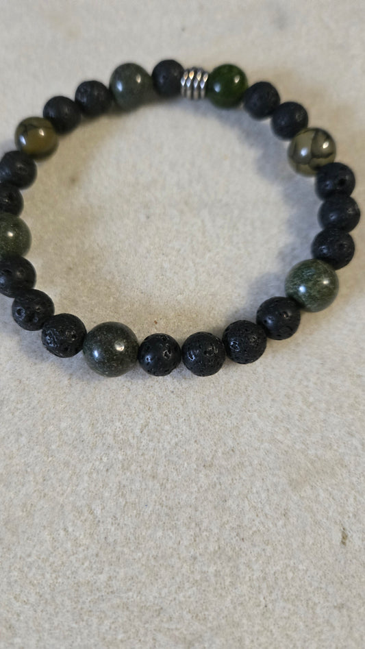 Black Lava Stone Men Bracelet